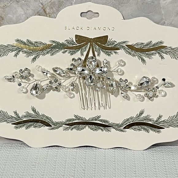 Elegant Bridal Wedding Hair Comb Silver Tone Rhinestone Embellished Floral BLING - Picture 14 of 14